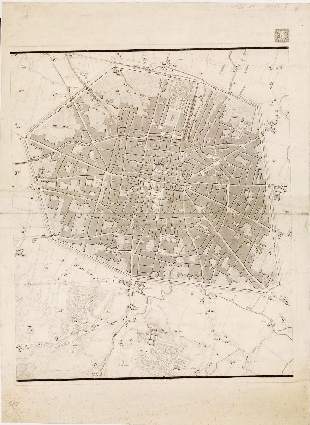 (N:13871) PIANTA DI BOLOGNA E SUOI DINTORNI - Foglio 2 (B0006905, B0006906, B6905-06) Carte e stampe antiche: riproduzione a colori su carta (formato A1)
