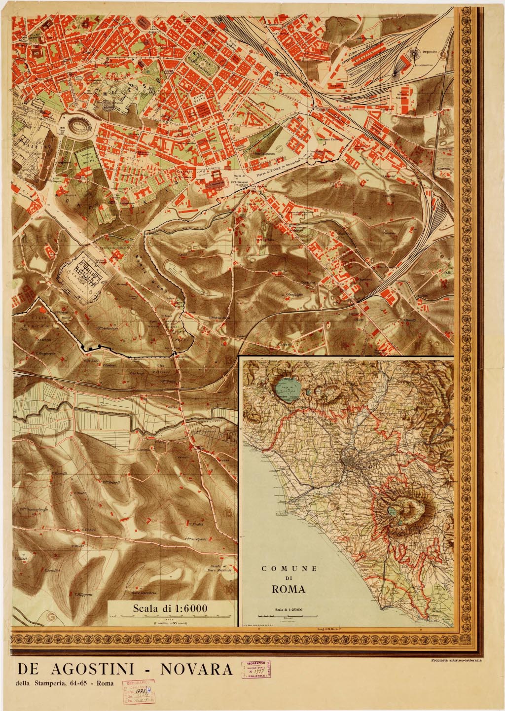 (N:13919) PIANTA DI ROMA ISTITUTO GEOGRAFICO DE AGOSTINI, 1910 - Foglio 4 (B0007141, B0007142, B7141-42) Carte e stampe antiche: riproduzione a colori su carta (formato A1)