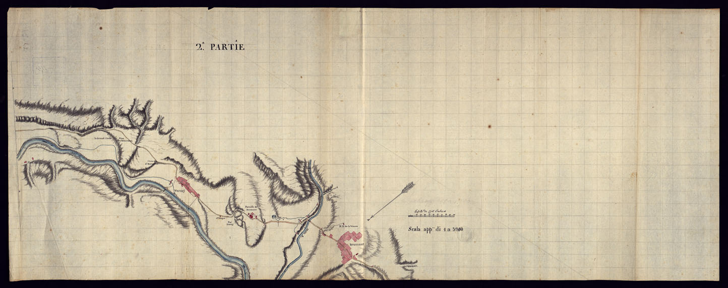 (N:6888) CARTA DELLA VALLE DELL'ARC TRA TERMIGNON E FOURNEAU - 2 PARTIE. (CA000021) Carte e stampe antiche: riproduzione a colori su carta (formato A1)
