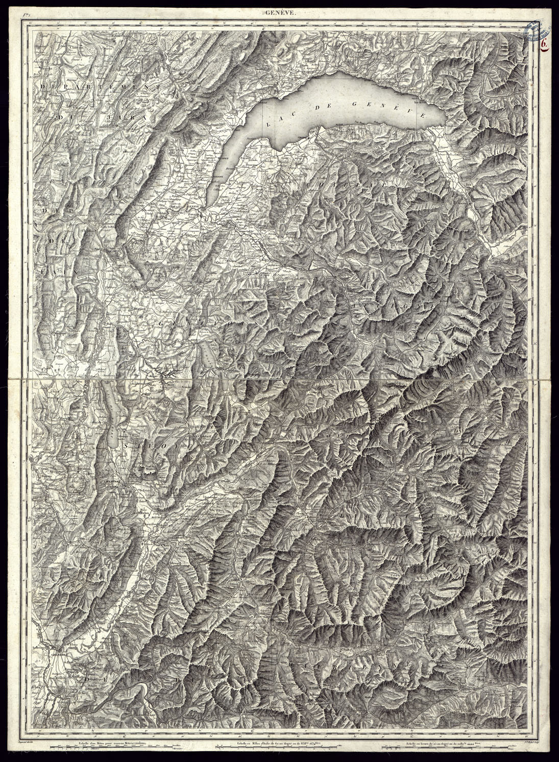 (N:23002) GINEVRA E CHAMBERY -MONTAGGIO. (CA000035) Carte e stampe antiche: riproduzione a colori su carta (formato A1)