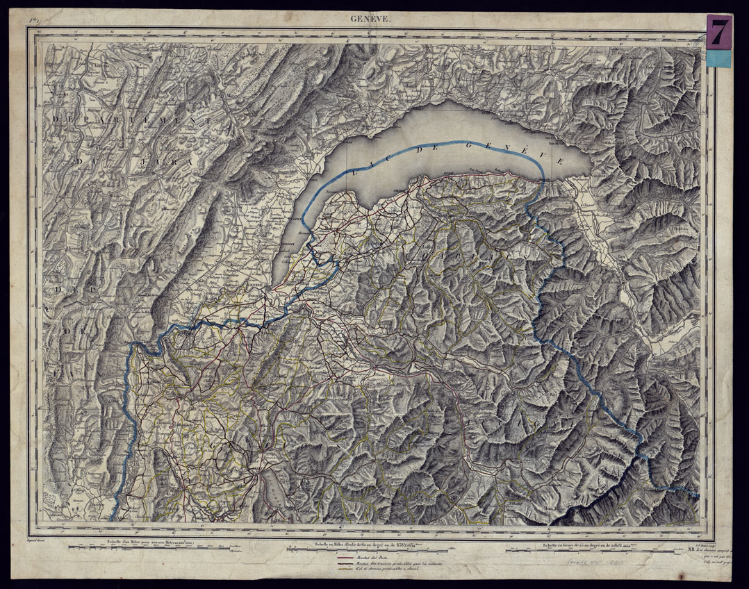 (N:5800) GINEVRA E CHAMBERY - GENEVE. (CA000036) Carte e stampe antiche: riproduzione a colori su carta (formato A1)
