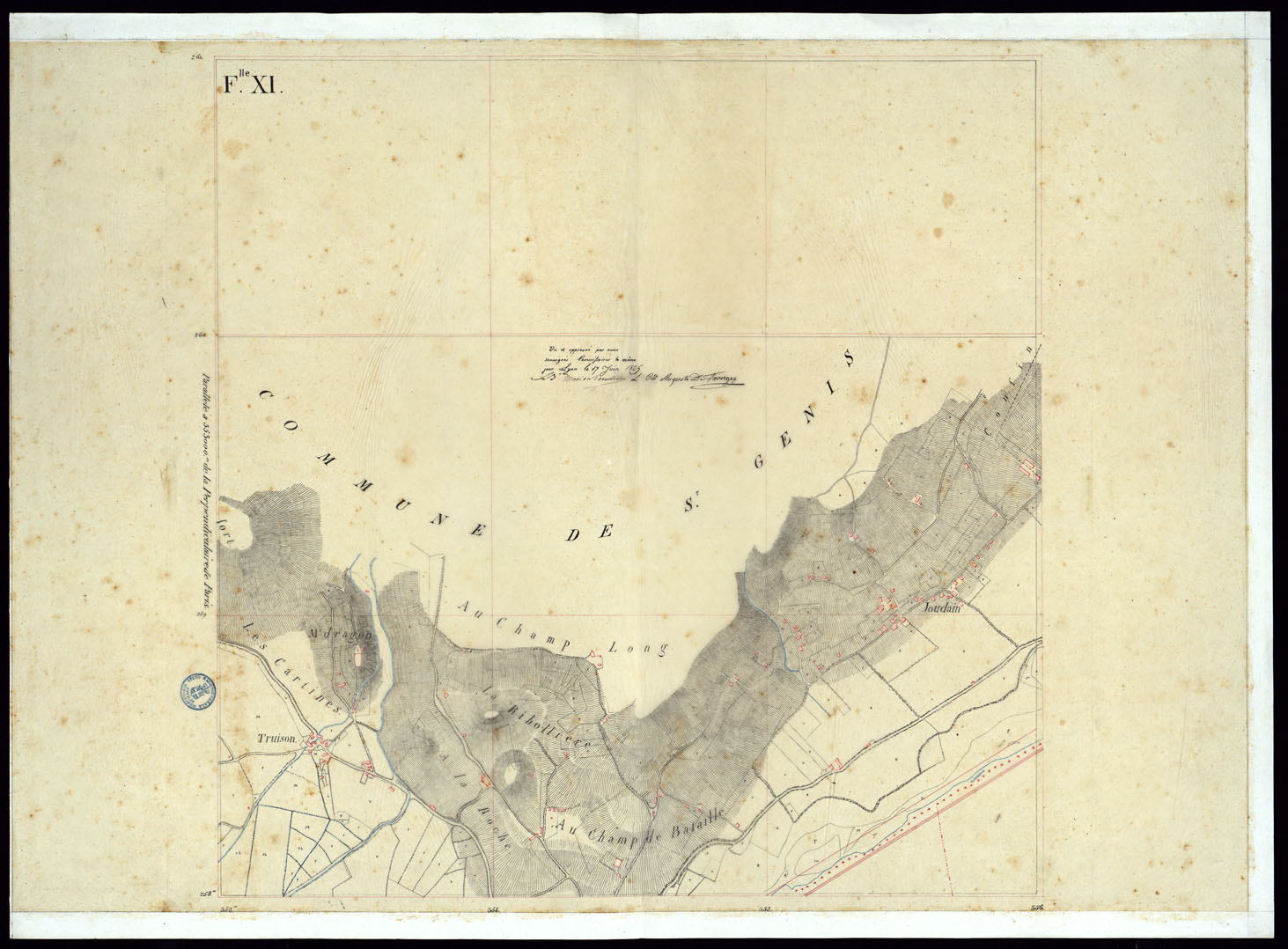 (N:6736) TABLEAU D'ASSEMBLAGE DE CARTE DES BASSINS INONDABLES DU RHONE ET DU GUIERS RELATIVE AUX LIGNES LATERALES LEVEE ET DESSINEE A' L'ECHELLE D'UN 5.000 ME PAR LES CAP. NES DU GENIE CIVIL MELANO ET BAGETTI - FOGLIO XI. (CA000053) Carte e stampe antiche: riproduzione a colori su carta (formato A1)