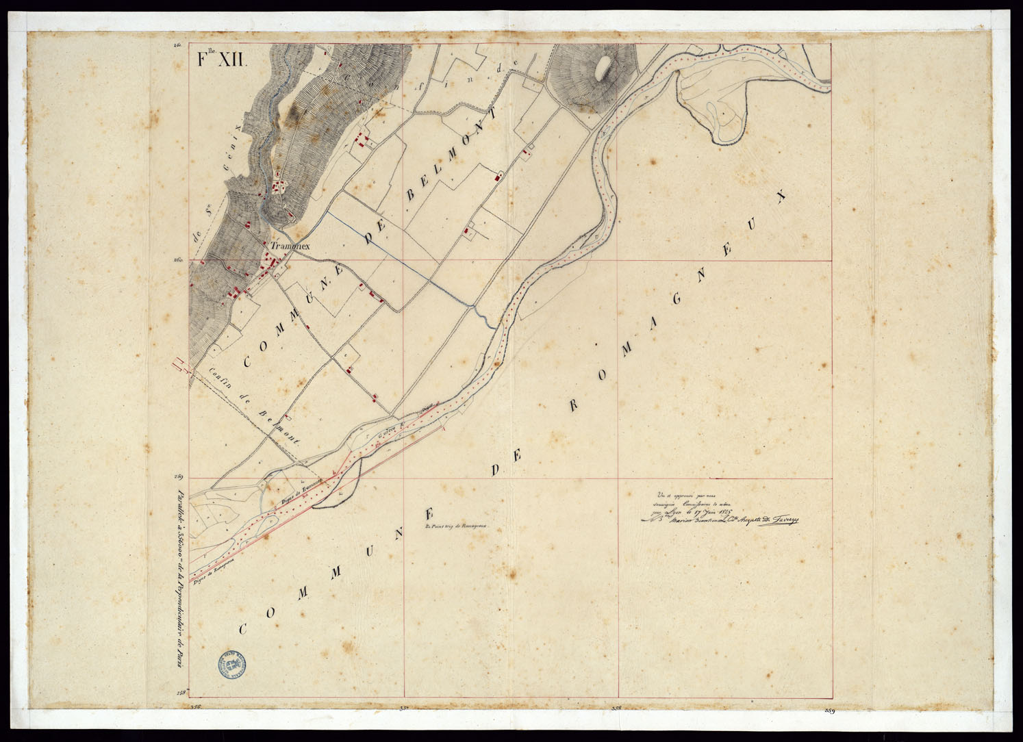 (N:6729) TABLEAU D'ASSEMBLAGE DE CARTE DES BASSINS INONDABLES DU RHONE ET DU GUIERS RELATIVE AUX LIGNES LATERALES LEVEE ET DESSINEE A' L'ECHELLE D'UN 5.000 ME PAR LES CAP. NES DU GENIE CIVIL MELANO ET BAGETTI - FOGLIO XII. (CA000054) Carte e stampe antiche: riproduzione a colori su carta (formato A1)