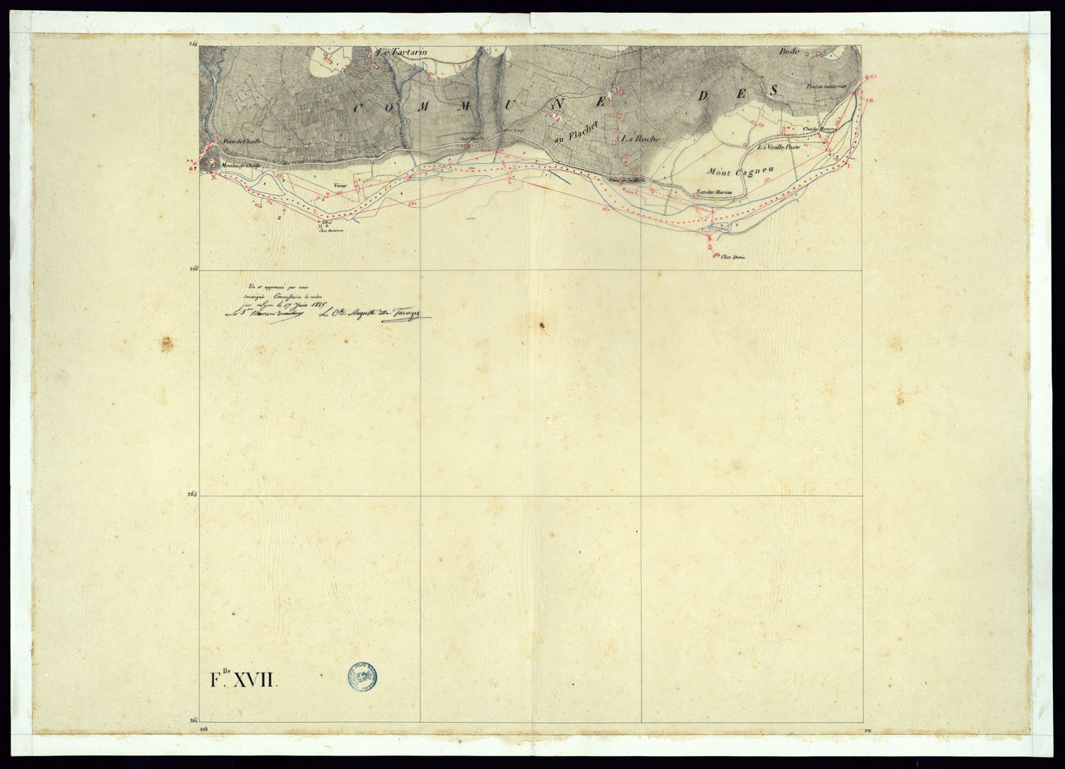 (N:6713) TABLEAU D'ASSEMBLAGE DE CARTE DES BASSINS INONDABLES DU RHONE ET DU GUIERS RELATIVE AUX LIGNES LATERALES LEVEE ET DESSINEE A' L'ECHELLE D'UN 5.000 ME PAR LES CAP. NES DU GENIE CIVIL MELANO ET BAGETTI - FOGLIO XVII. (CA000059) Carte e stampe antiche: riproduzione a colori su carta (formato A1)