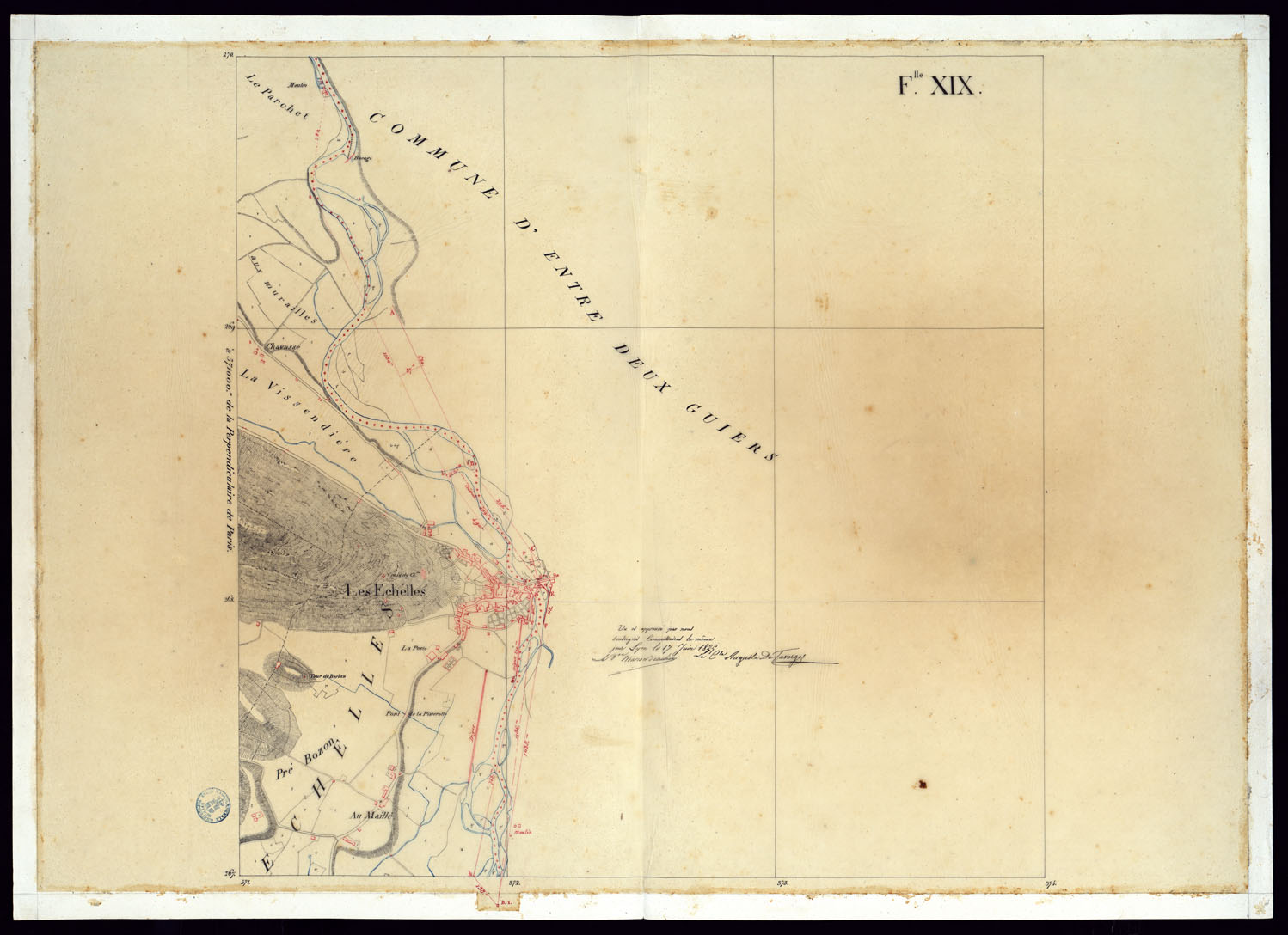 (N:6709) TABLEAU D'ASSEMBLAGE DE CARTE DES BASSINS INONDABLES DU RHONE ET DU GUIERS RELATIVE AUX LIGNES LATERALES LEVEE ET DESSINEE A' L'ECHELLE D'UN 5.000 ME PAR LES CAP. NES DU GENIE CIVIL MELANO ET BAGETTI - FOGLIO XIX. (CA000061) Carte e stampe antiche: riproduzione a colori su carta (formato A1)