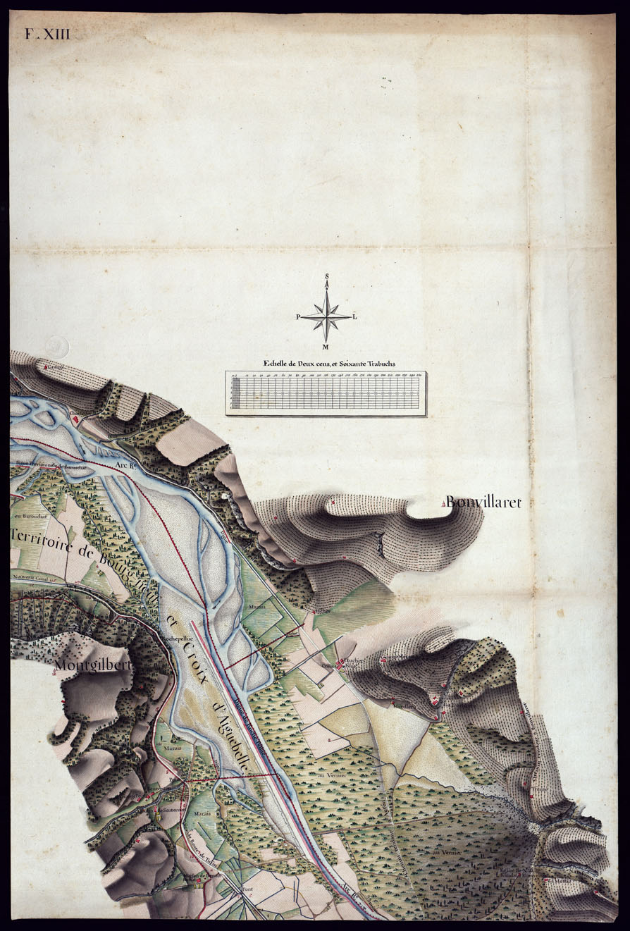 (N:7491) MODELE QUI SERT POUR L'UNION DES FEUILLES, QUI COMPOSENT LA CARTE DE LA GRANDE ROUTE DEPUIS CHAMBERY JUSQU'A S. JEAN DE MAURIENNE LEVEE SUR LIEUX DANS SUR LIEUX DANS ANNES 1781 ET 1782 PAR MARCHETTI INGENIUR TOPOGRAPHE DE S. M. - FOGLIO XIII. (CA000097) Carte e stampe antiche: riproduzione a colori su carta (formato A1)