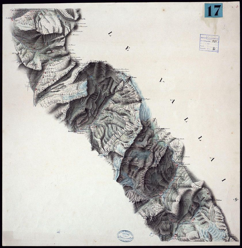 (N:6183) CARTA DEI CORDONI SANITARI SULLA FRONTIERA DELLA SAVOIA DAL COLLE DELLA BALMA AL M.TE TABOR - FOGLIO 1. (CA000115) Carte e stampe antiche: riproduzione a colori su carta (formato A1)