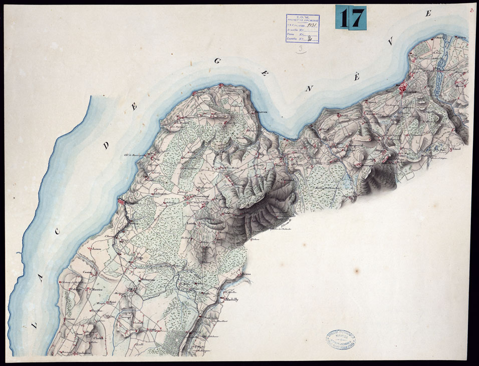 (N:6181) CARTA DEI CORDONI SANITARI SULLA FRONTIERA DELLA SAVOIA DAL COLLE DELLA BALMA AL M.TE TABOR - FOGLIO 3. (CA000117) Carte e stampe antiche: riproduzione a colori su carta (formato A1)