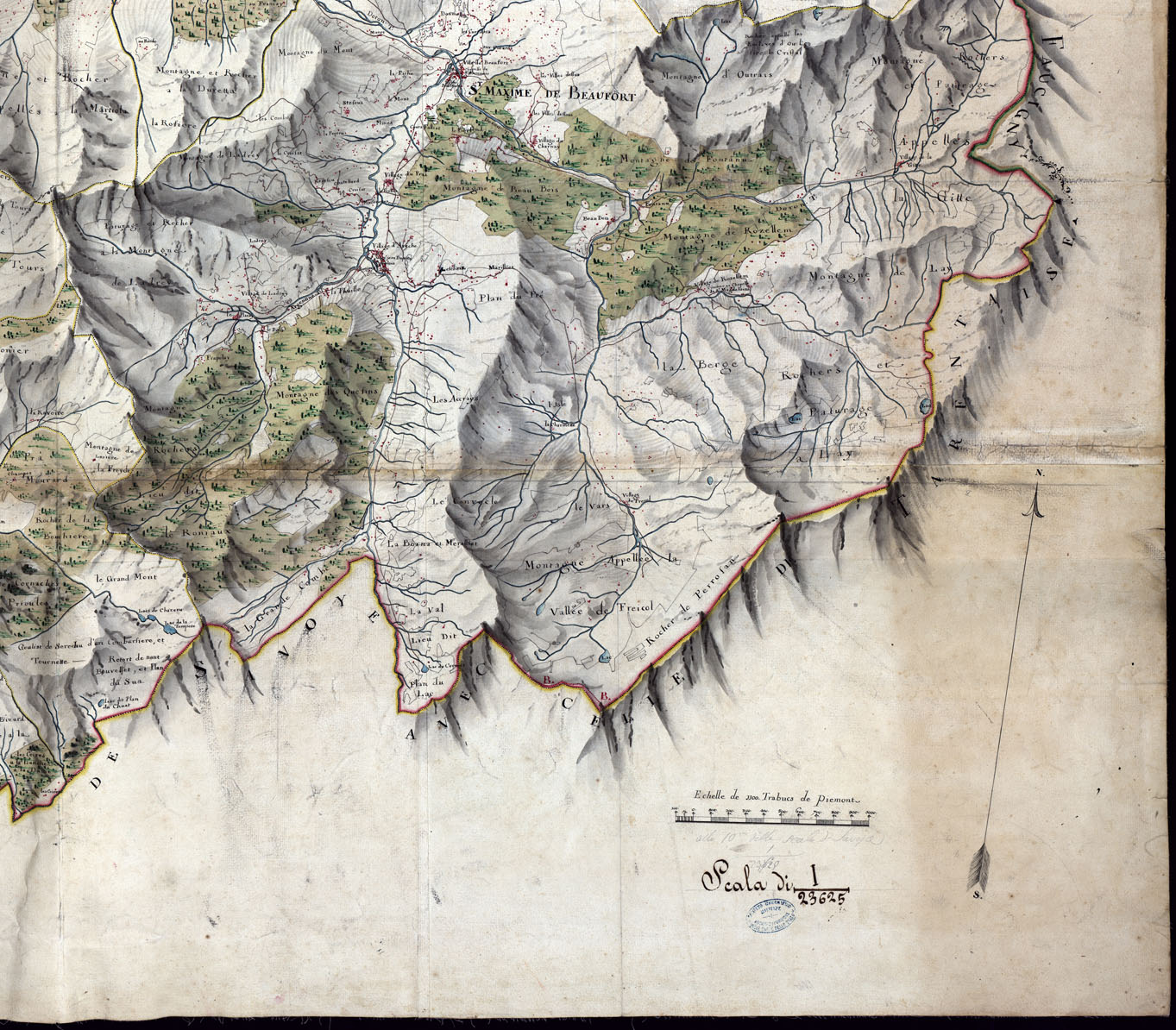 (N:6892) CARTE GEOMETRIQUE DE LA PROVINCE DE SAVOYE DE L'ORIGINAL DE PREMIER REDUCTION QUI SE TROUVE DANS LES ARCHIVES DE S.M. (CA000145, CA000146, CA000147, CA000148) Carte e stampe antiche: riproduzione a colori su carta (formato A1)