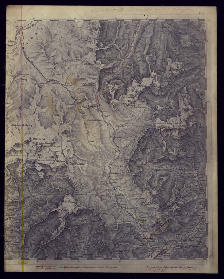 (N:3815) CARTA TOPOGRAFICA DELLA LOMBARDIA, VENETO E ITALIA CENTRALE - FOGLIO C2 (EST) TIRANO. (CA000179) Carte e stampe antiche: riproduzione a colori su carta (formato A1)