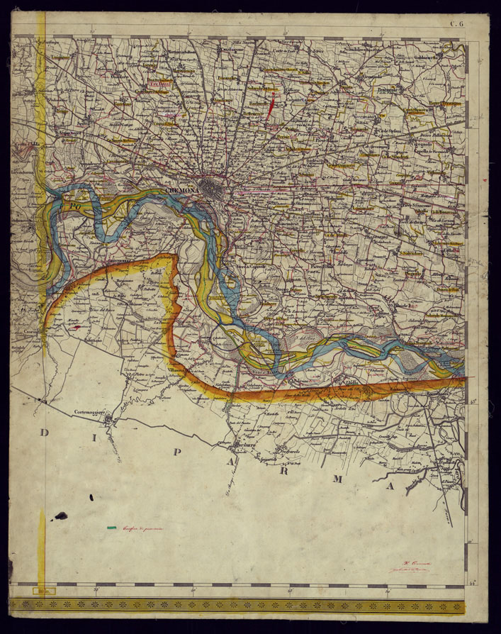 (N:1733) CARTA TOPOGRAFICA DELLA LOMBARDIA, VENETO E ITALIA CENTRALE - FOGLIO C6 (EST) CREMONA. (CA000189) Carte e stampe antiche: riproduzione a colori su carta (formato A1)