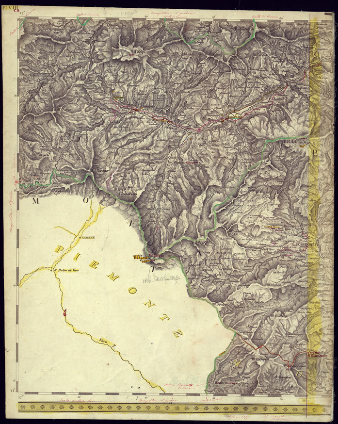 (N:1719) CARTA TOPOGRAFICA DELLA LOMBARDIA, VENETO E ITALIA CENTRALE - FOGLIO C8 (OVEST) BORGOTARO. (CA000192) Carte e stampe antiche: riproduzione a colori su carta (formato A1)