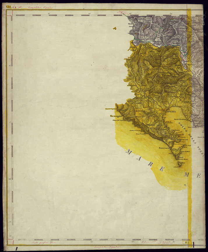 (N:1716) CARTA TOPOGRAFICA DELLA LOMBARDIA, VENETO E ITALIA CENTRALE - FOGLIO C9 (OVEST) SPEZIA. (CA000195) Carte e stampe antiche: riproduzione a colori su carta (formato A1)
