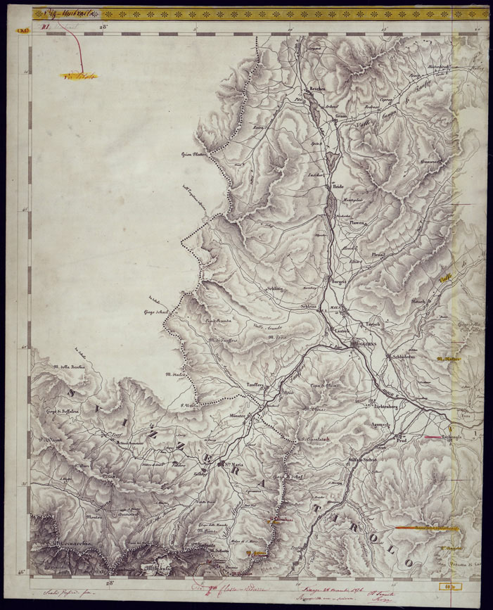 (N:1703) CARTA TOPOGRAFICA DELLA LOMBARDIA, VENETO E ITALIA CENTRALE - FOGLIO D1 GLURNS. (CA000197) Carte e stampe antiche: riproduzione a colori su carta (formato A1)