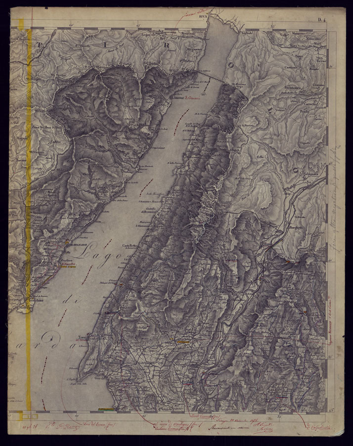 (N:1654) CARTA TOPOGRAFICA DELLA LOMBARDIA, VENETO E ITALIA CENTRALE - FOGLIO D4 (EST) BARDOLINO. (CA000201) Carte e stampe antiche: riproduzione a colori su carta (formato A1)