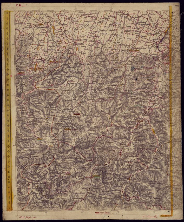 (N:1191) CARTA TOPOGRAFICA DELLA LOMBARDIA, VENETO E ITALIA CENTRALE - FOGLIO E8 (OVEST) VERGATO. (CA000225) Carte e stampe antiche: riproduzione a colori su carta (formato A1)