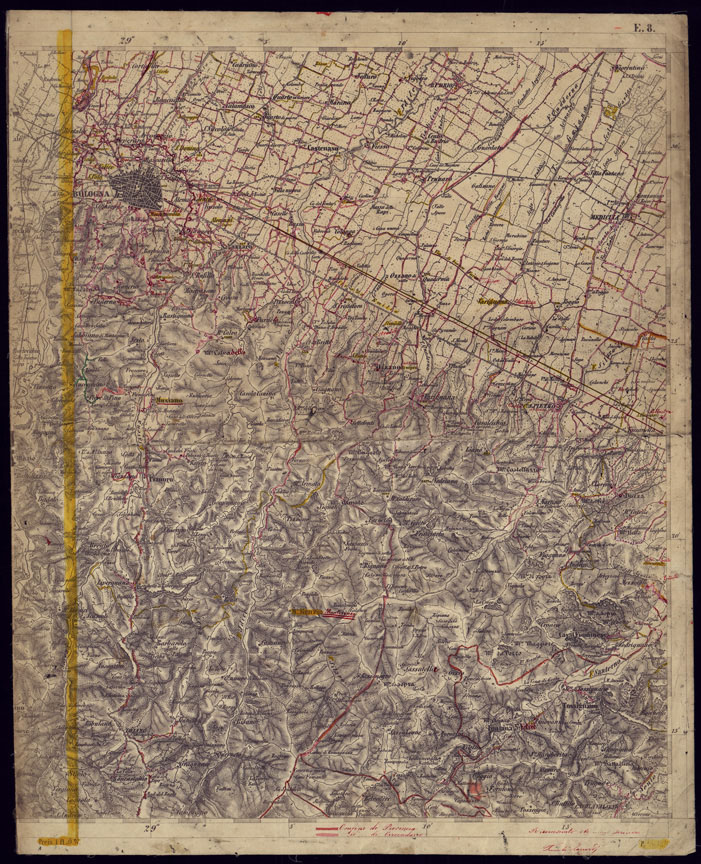 (N:1190) CARTA TOPOGRAFICA DELLA LOMBARDIA, VENETO E ITALIA CENTRALE - FOGLIO E8 (EST) BOLOGNA. (CA000226) Carte e stampe antiche: riproduzione a colori su carta (formato A1)