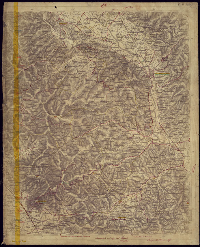 (N:1143) CARTA TOPOGRAFICA DELLA LOMBARDIA, VENETO E ITALIA CENTRALE - FOGLIO F11 (EST) CITTA' DI CASTELLO. (CA000251) Carte e stampe antiche: riproduzione a colori su carta (formato A1)