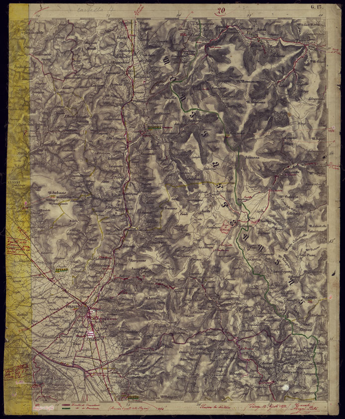 (N:1093) CARTA TOPOGRAFICA DELLA LOMBARDIA, VENETO E ITALIA CENTRALE - FOGLIO G12 (EST) FOLIGNO. (CA000277) Carte e stampe antiche: riproduzione a colori su carta (formato A1)