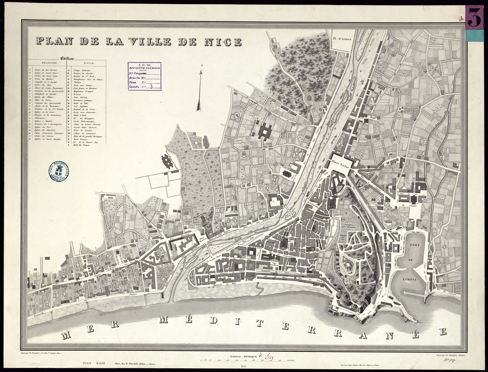 (N:13721) PLAN DE LA VILLE DE NICE. (CA000319, CA000320) Carte e stampe antiche: riproduzione a colori su carta (formato A1)