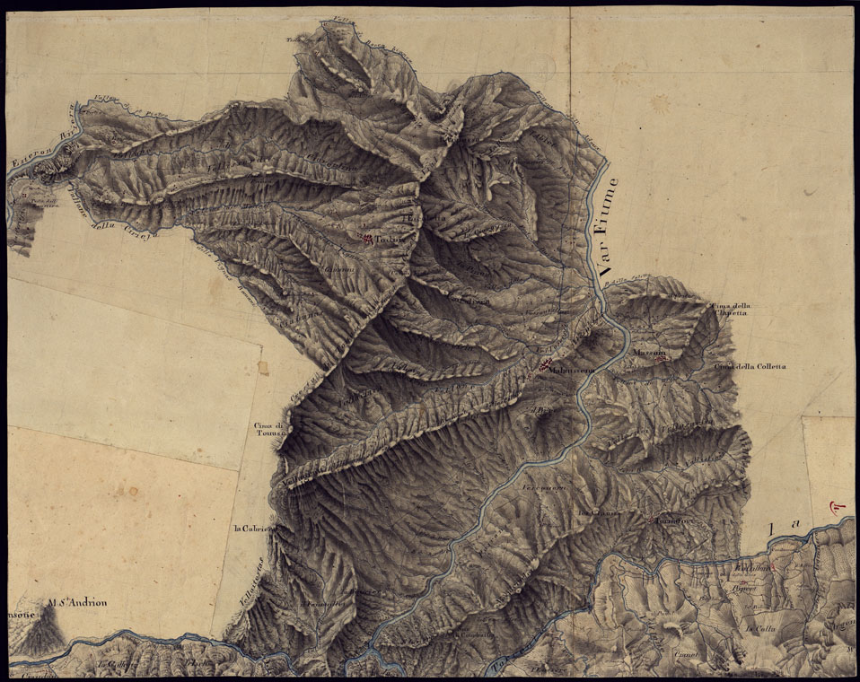 (N:5777) CARTA ORIGINALE LEVATA SUL TERRENO ALLA SCALA 1:20 000 CHE DALLA VALLE DI BLORA SI ESTENDE FINO AL MARE E DALLA VESUBIA SINO AI CONFINI DELLA FRANCIA SUL FIUME VAR E PARTE DELL'ESTERON - FOGLIO 4. (CA000324) Carte e stampe antiche: riproduzione a colori su carta (formato A1)