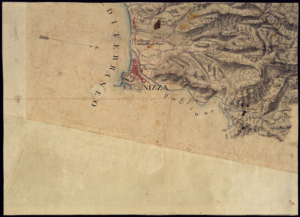 (N:5774) CARTA ORIGINALE LEVATA SUL TERRENO ALLA SCALA 1:20 000 CHE DALLA VALLE DI BLORA SI ESTENDE FINO AL MARE E DALLA VESUBIA SINO AI CONFINI DELLA FRANCIA SUL FIUME VAR E PARTE DELL'ESTERON - FOGLIO 12. (CA000332) Carte e stampe antiche: riproduzione a colori su carta (formato A1)