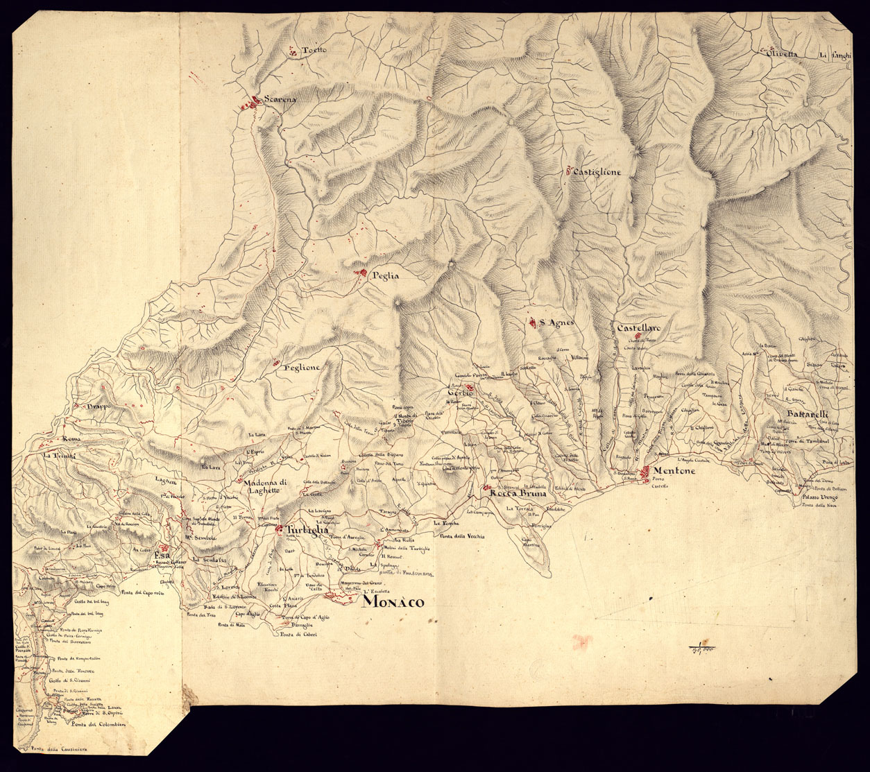 (N:12700) MENTONE E MONACO. (CA000344) Carte e stampe antiche: riproduzione a colori su carta (formato A1)