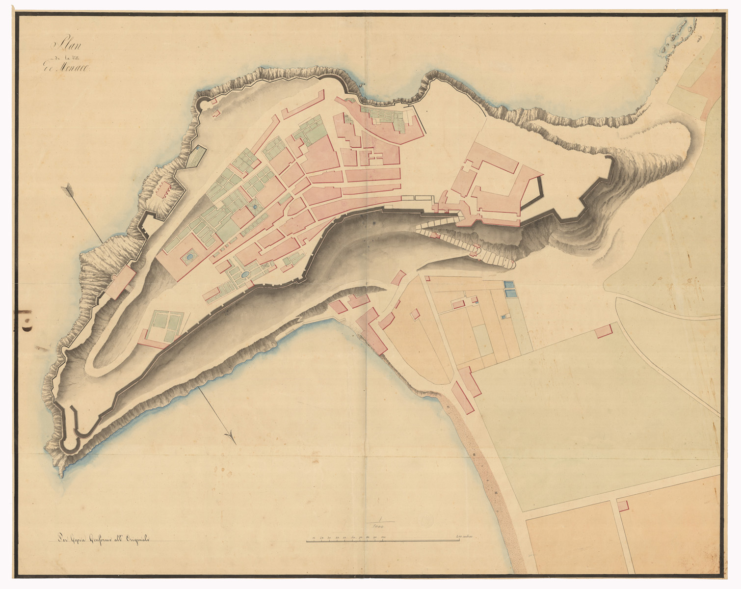 (N:12868) PLAN DE VILLE DE MONACO (CA000357) Carte e stampe antiche: riproduzione a colori su carta (formato A1)
