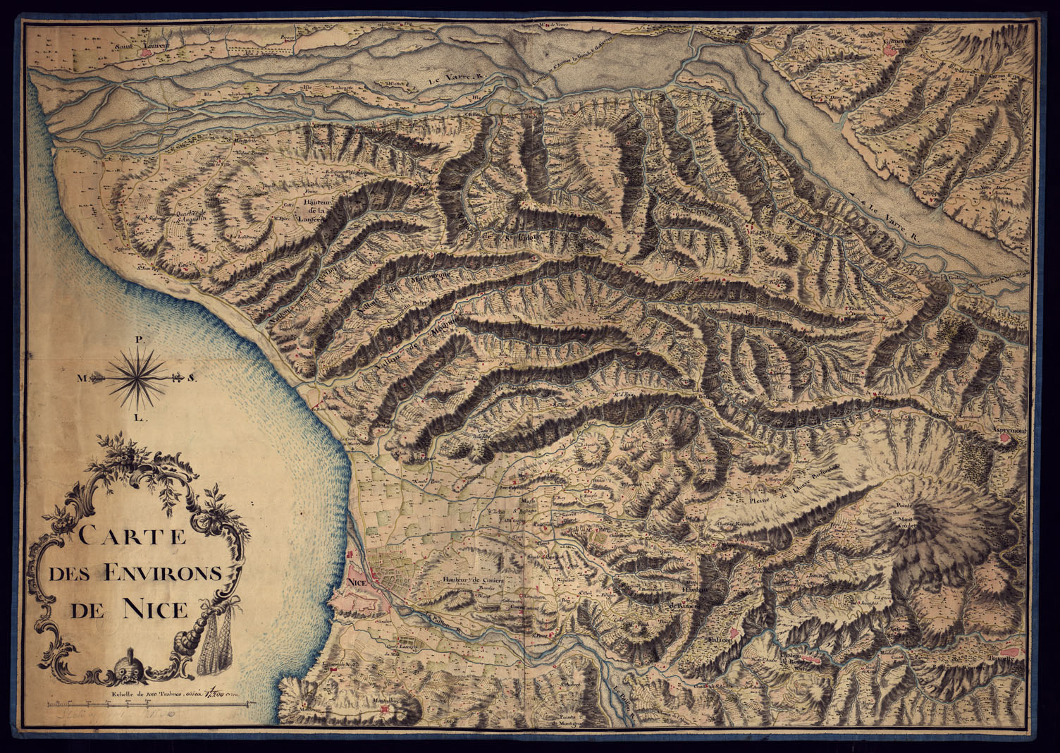(N:4512) CARTE DES ENVIRONS DE NICE. (CA000371) Carte e stampe antiche: riproduzione a colori su carta (formato A1)