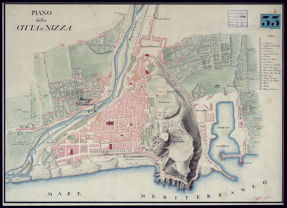 (N:8880) PIANO DELLA CITTA' DI NIZZA (CA000391) Carte e stampe antiche: riproduzione a colori su carta (formato A1)