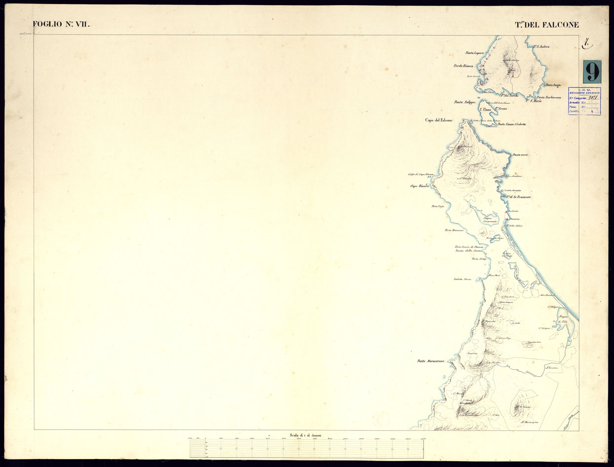(N:5950) ATLANTE DELL'ISOLA DI SARDEGNA ALLA SCALA DI 1 AL 50.000 - FOGLIO VII TORRE DEL FALCONE. (CA000423) Carte e stampe antiche: riproduzione a colori su carta (formato A1)