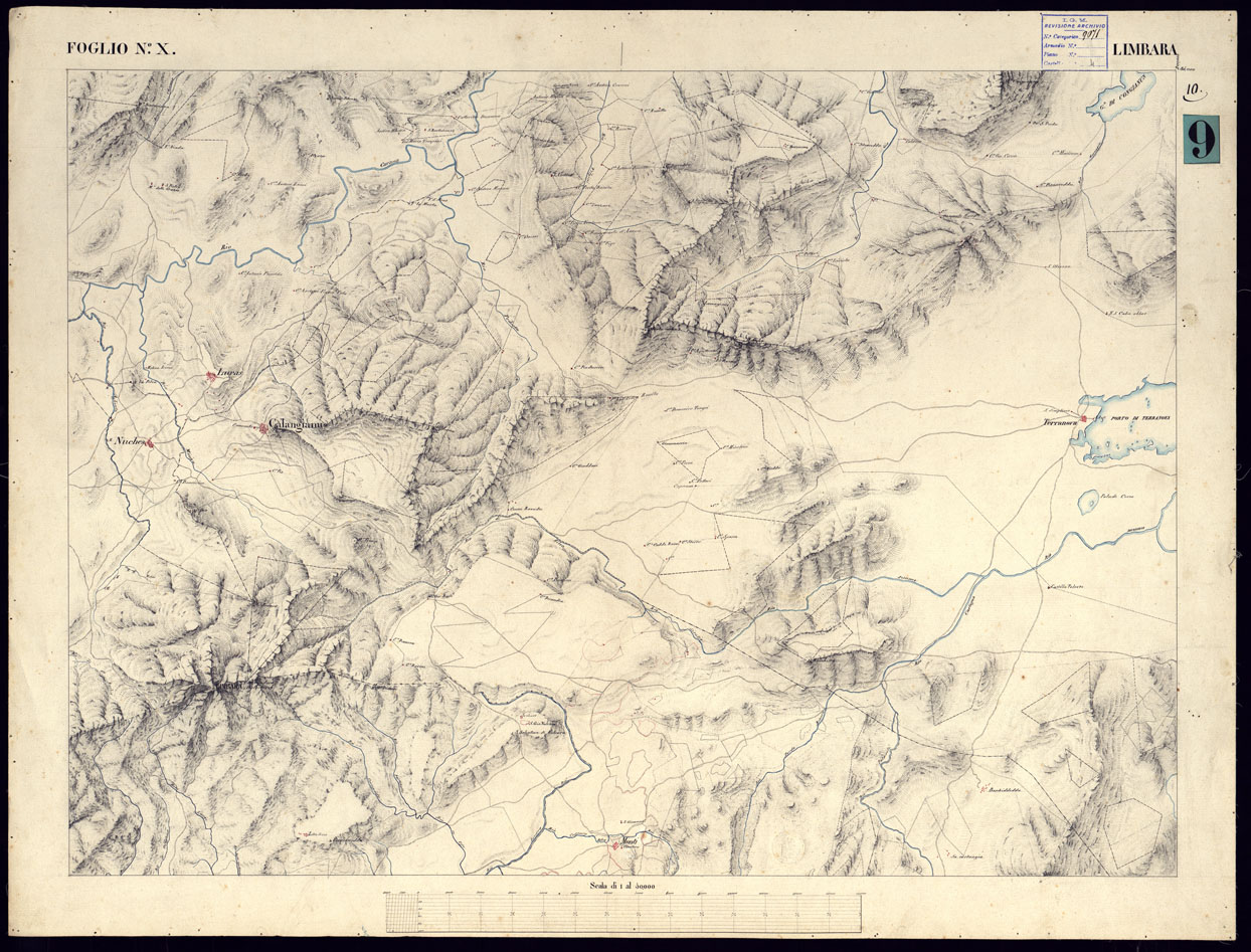 (N:5944) ATLANTE DELL'ISOLA DI SARDEGNA ALLA SCALA DI 1 AL 50.000 - FOGLIO X MONTE LIMBARA. (CA000426) Carte e stampe antiche: riproduzione a colori su carta (formato A1)