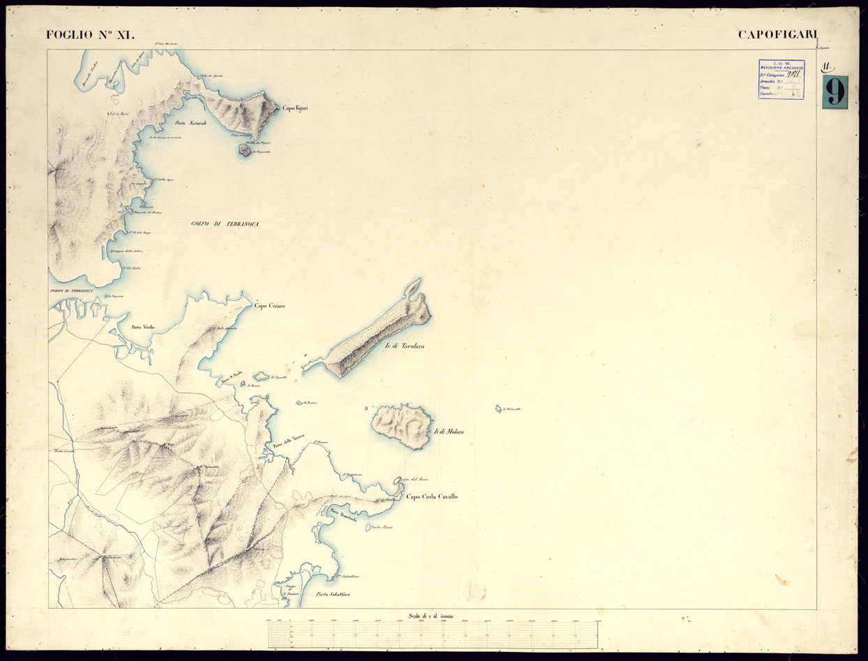 (N:5942) ATLANTE DELL'ISOLA DI SARDEGNA ALLA SCALA DI 1 AL 50.000 - FOGLIO XI CAPOFIGARI. (CA000427) Carte e stampe antiche: riproduzione a colori su carta (formato A1)