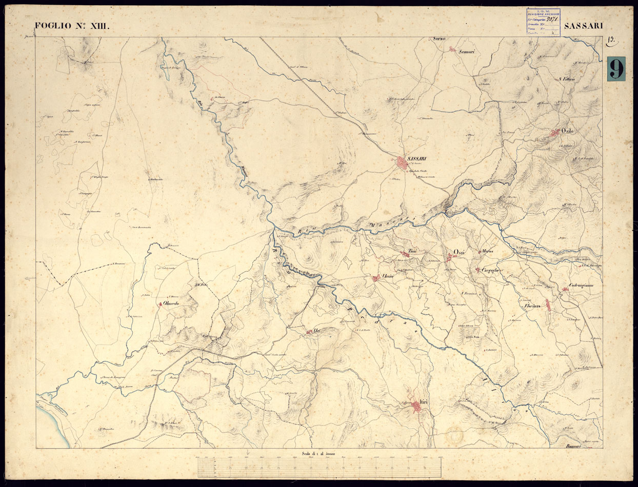 (N:5938) ATLANTE DELL'ISOLA DI SARDEGNA ALLA SCALA DI 1 AL 50.000 - FOGLIO XIII SASSARI (CA000429) Carte e stampe antiche: riproduzione a colori su carta (formato A1)