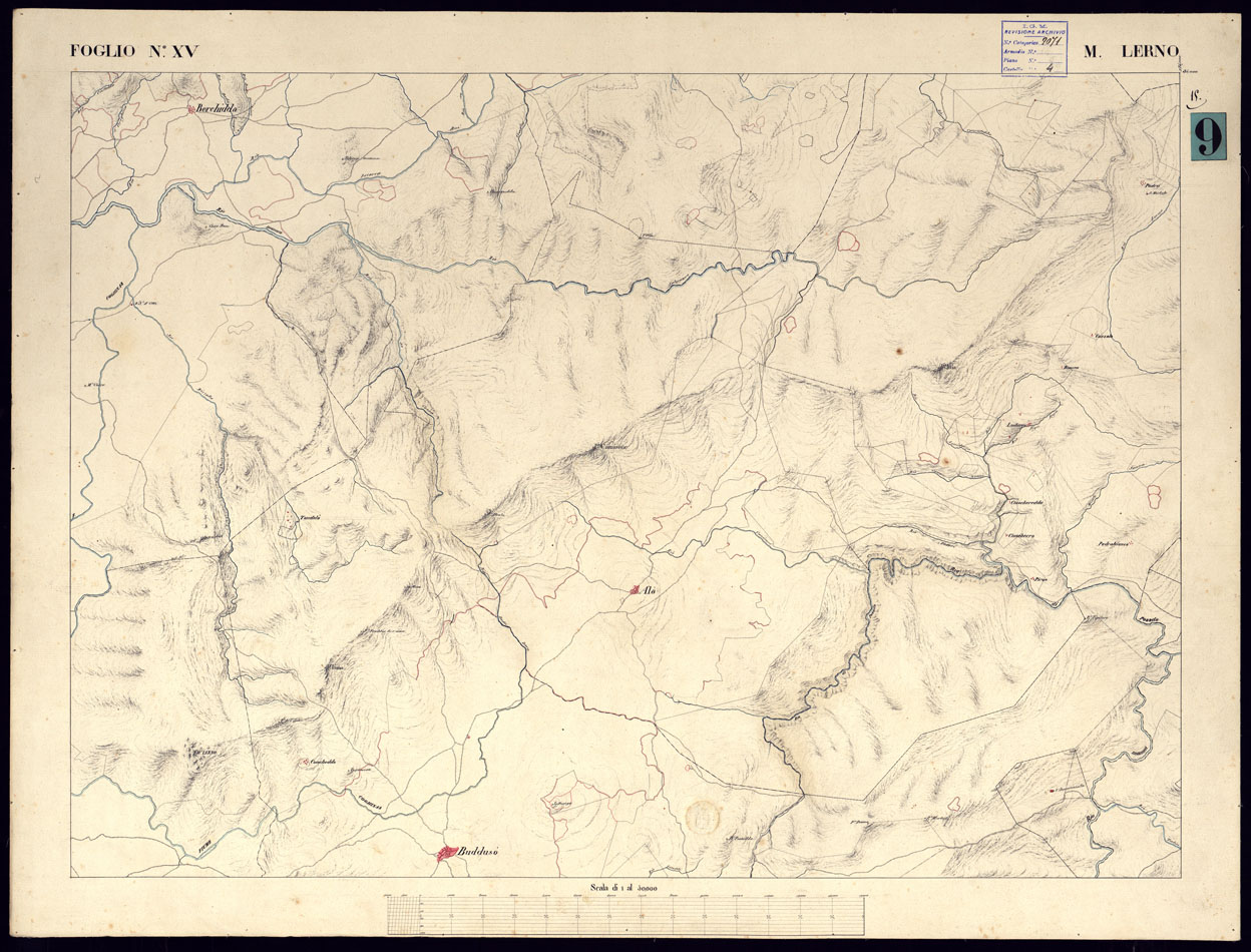 (N:5934) ATLANTE DELL'ISOLA DI SARDEGNA ALLA SCALA DI 1 AL 50.000 - FOGLIO XV MONTE LERNO. (CA000431) Carte e stampe antiche: riproduzione a colori su carta (formato A1)