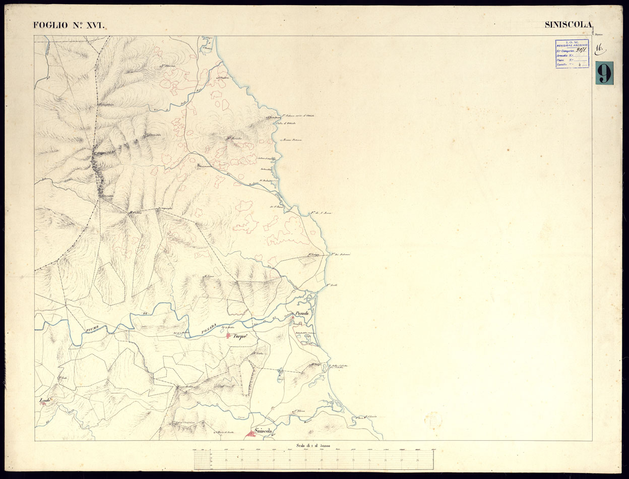 (N:5932) ATLANTE DELL'ISOLA DI SARDEGNA ALLA SCALA DI 1 AL 50.000 - FOGLIO XVI SINISCOLA. (CA000432) Carte e stampe antiche: riproduzione a colori su carta (formato A1)