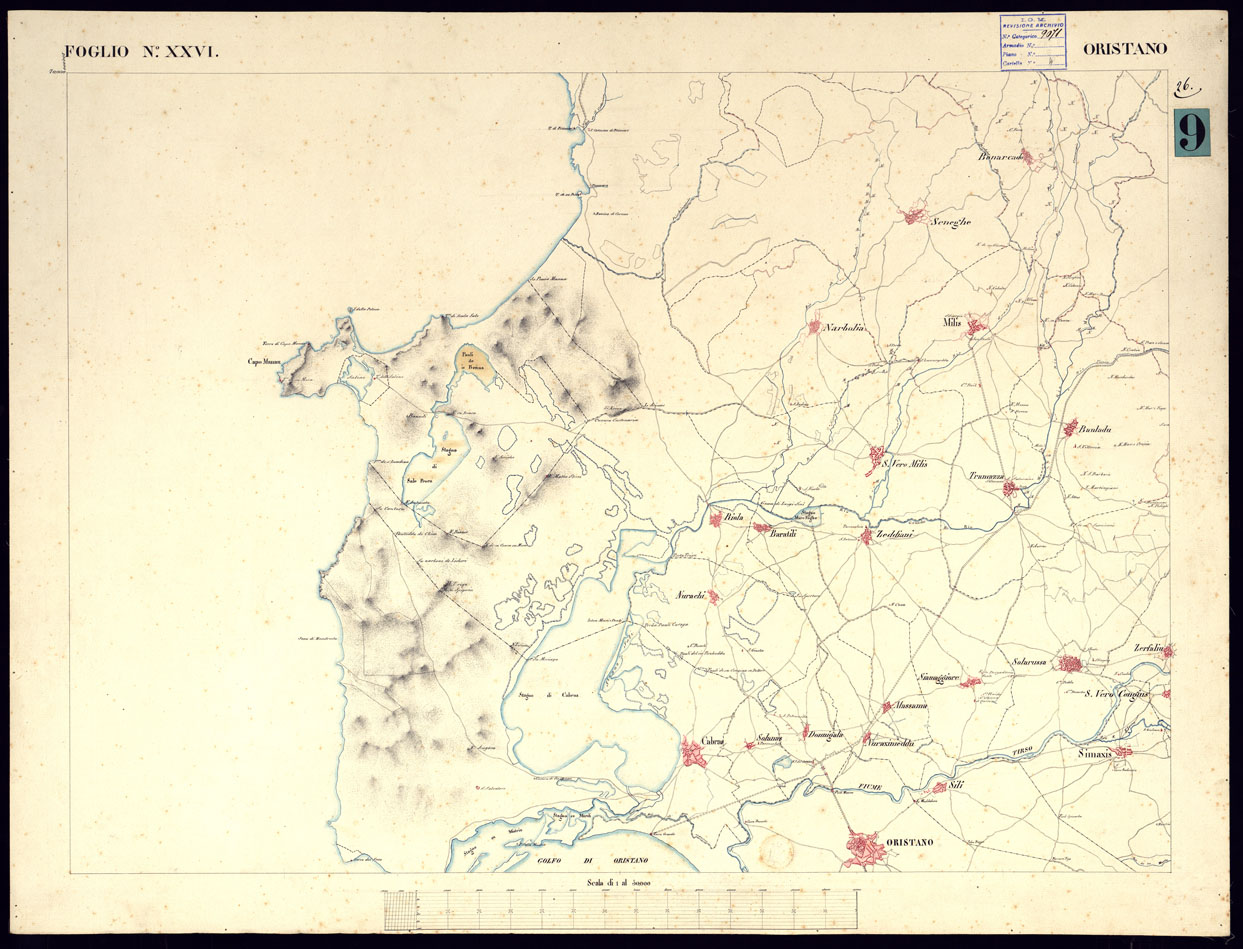 (N:5884) ATLANTE DELL'ISOLA DI SARDEGNA ALLA SCALA DI 1 AL 50.000 - FOGLIO XXVI ORISTANO. (CA000441) Carte e stampe antiche: riproduzione a colori su carta (formato A1)