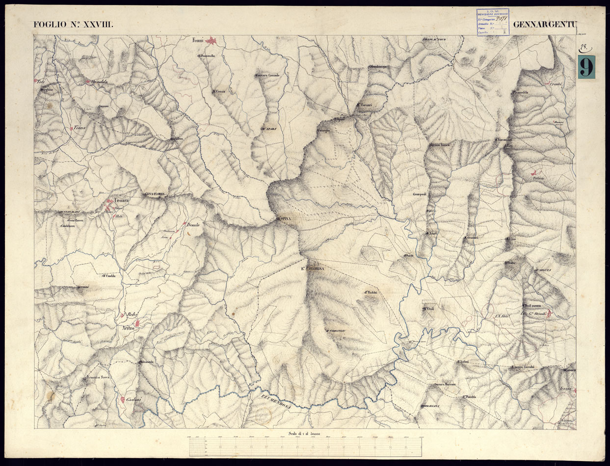 (N:5882) ATLANTE DELL'ISOLA DI SARDEGNA ALLA SCALA DI 1 AL 50.000 - FOGLIO XXVIII GENNARGENTU. (CA000443) Carte e stampe antiche: riproduzione a colori su carta (formato A1)