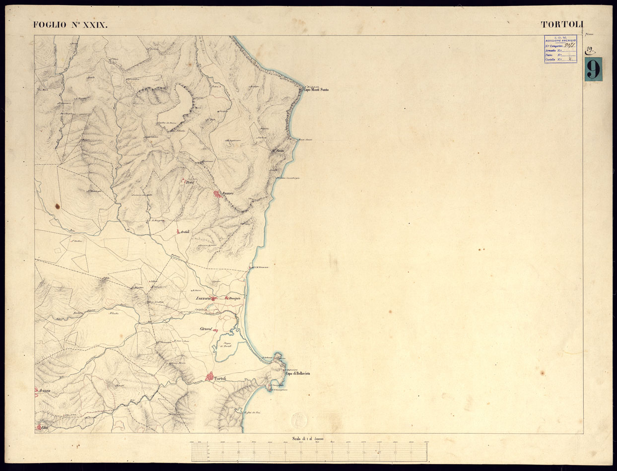 (N:5843) ATLANTE DELL'ISOLA DI SARDEGNA ALLA SCALA DI 1 AL 50.000 - FOGLIO XXIX TORTOLI. (CA000444) Carte e stampe antiche: riproduzione a colori su carta (formato A1)