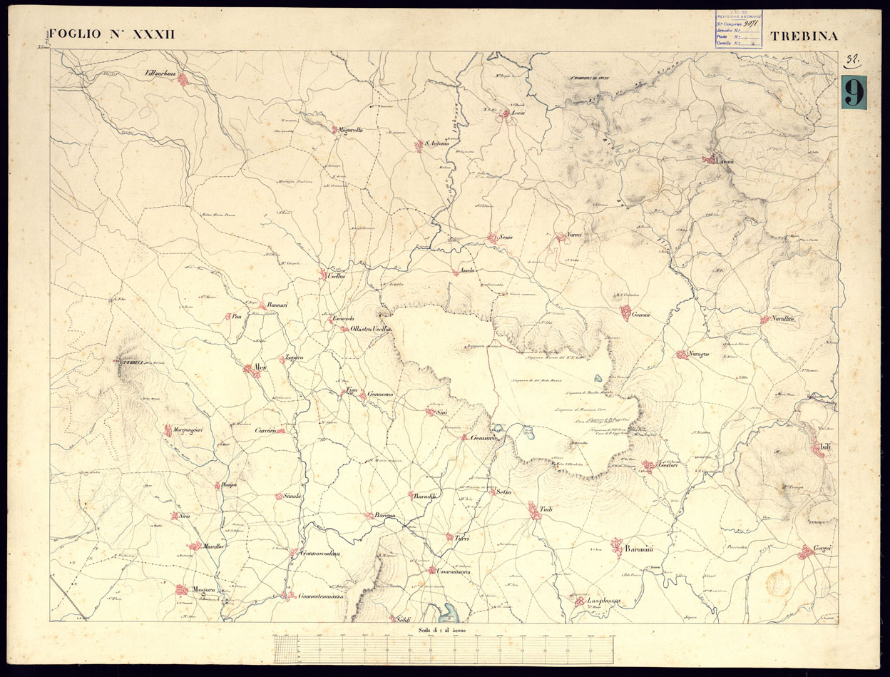 (N:5841) ATLANTE DELL'ISOLA DI SARDEGNA ALLA SCALA DI 1 AL 50.000 - FOGLIO XXXII PUNTA TREBINA. (CA000446) Carte e stampe antiche: riproduzione a colori su carta (formato A1)
