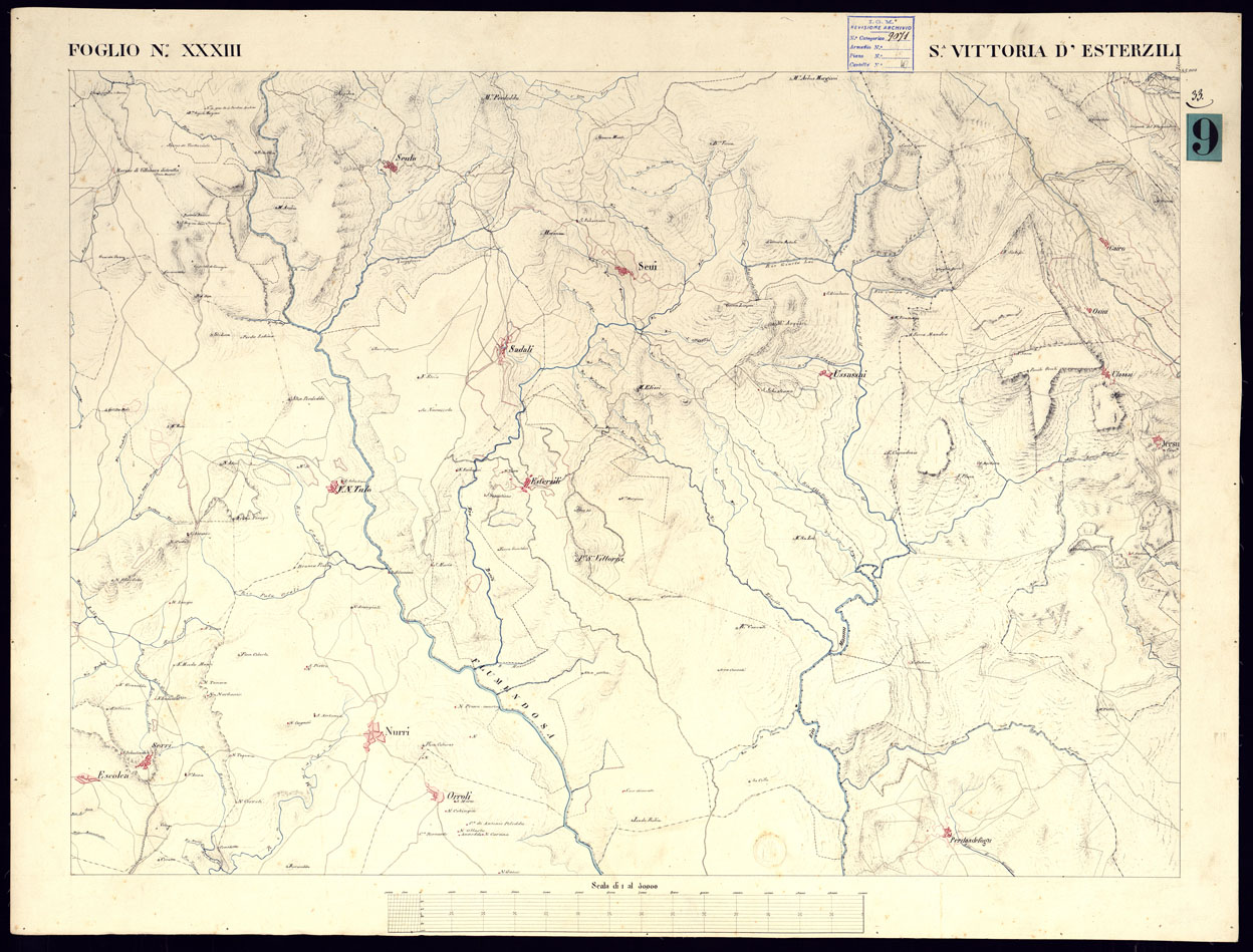 (N:5840) ATLANTE DELL'ISOLA DI SARDEGNA ALLA SCALA DI 1 AL 50.000 - FOGLIO XXXIII MONTE S. VITTORIA D'ESTERZILI. (CA000447) Carte e stampe antiche: riproduzione a colori su carta (formato A1)