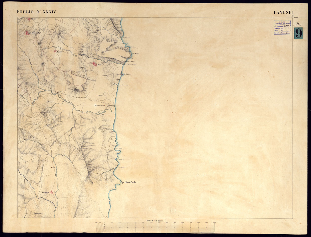 (N:5839) ATLANTE DELL'ISOLA DI SARDEGNA ALLA SCALA DI 1 AL 50.000 - FOGLIO XXXIV LANUSEI. (CA000448) Carte e stampe antiche: riproduzione a colori su carta (formato A1)