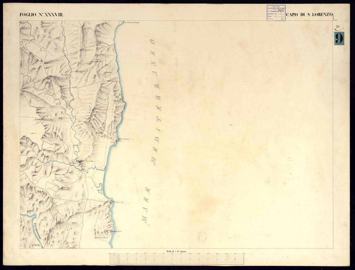 (N:5835) ATLANTE DELL'ISOLA DI SARDEGNA ALLA SCALA DI 1 AL 50.000 - FOGLIO XXXVIII CAPO DI SAN LORENZO. (CA000452) Carte e stampe antiche: riproduzione a colori su carta (formato A1)