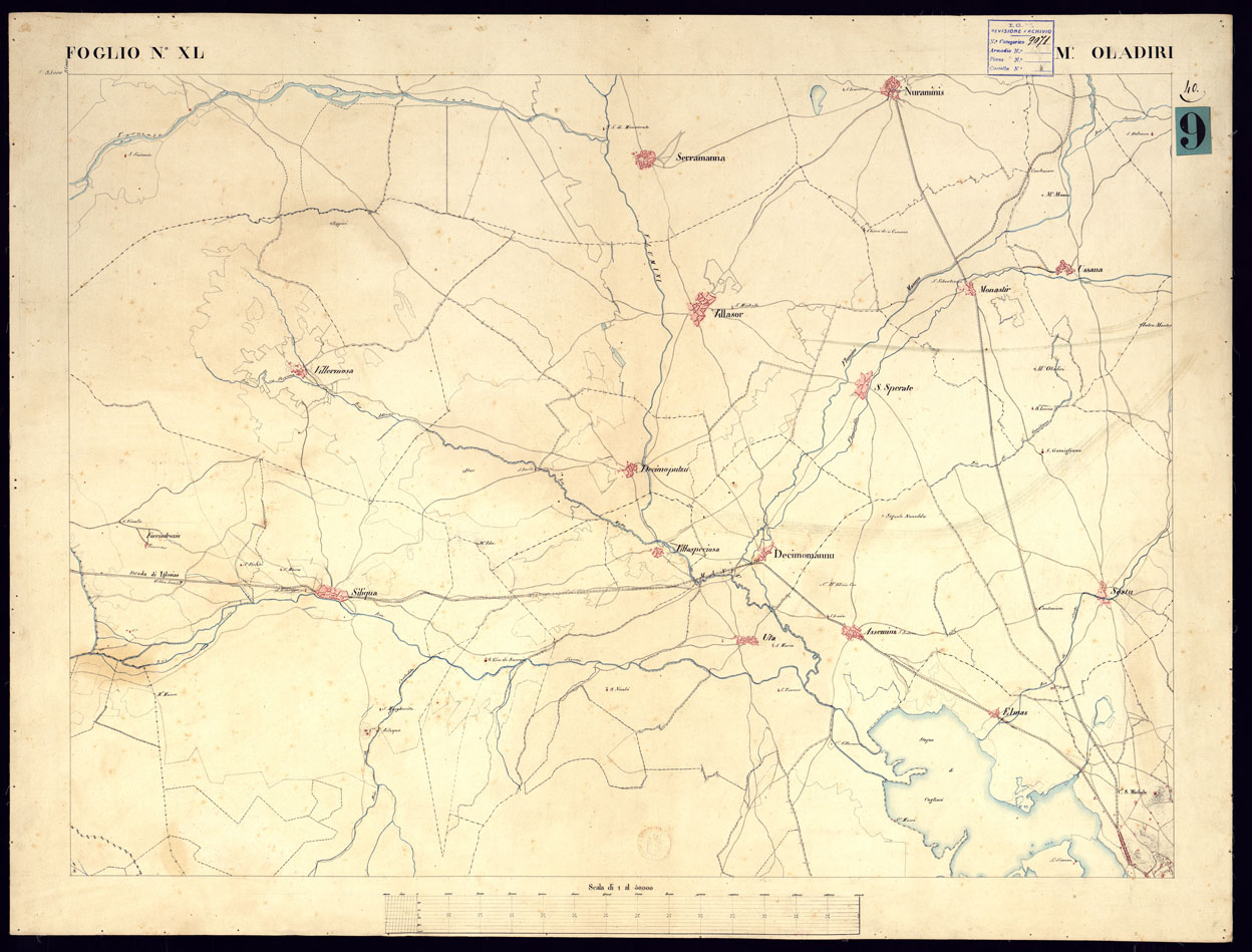 (N:5833) ATLANTE DELL'ISOLA DI SARDEGNA ALLA SCALA DI 1 AL 50.000 - FOGLIO XL MONTE OLEANDRI. (CA000454) Carte e stampe antiche: riproduzione a colori su carta (formato A1)