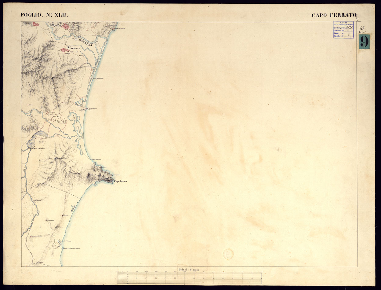 (N:5831) ATLANTE DELL'ISOLA DI SARDEGNA ALLA SCALA DI 1 AL 50.000 - FOGLIO XLII CAPO FERRATO. (CA000456) Carte e stampe antiche: riproduzione a colori su carta (formato A1)