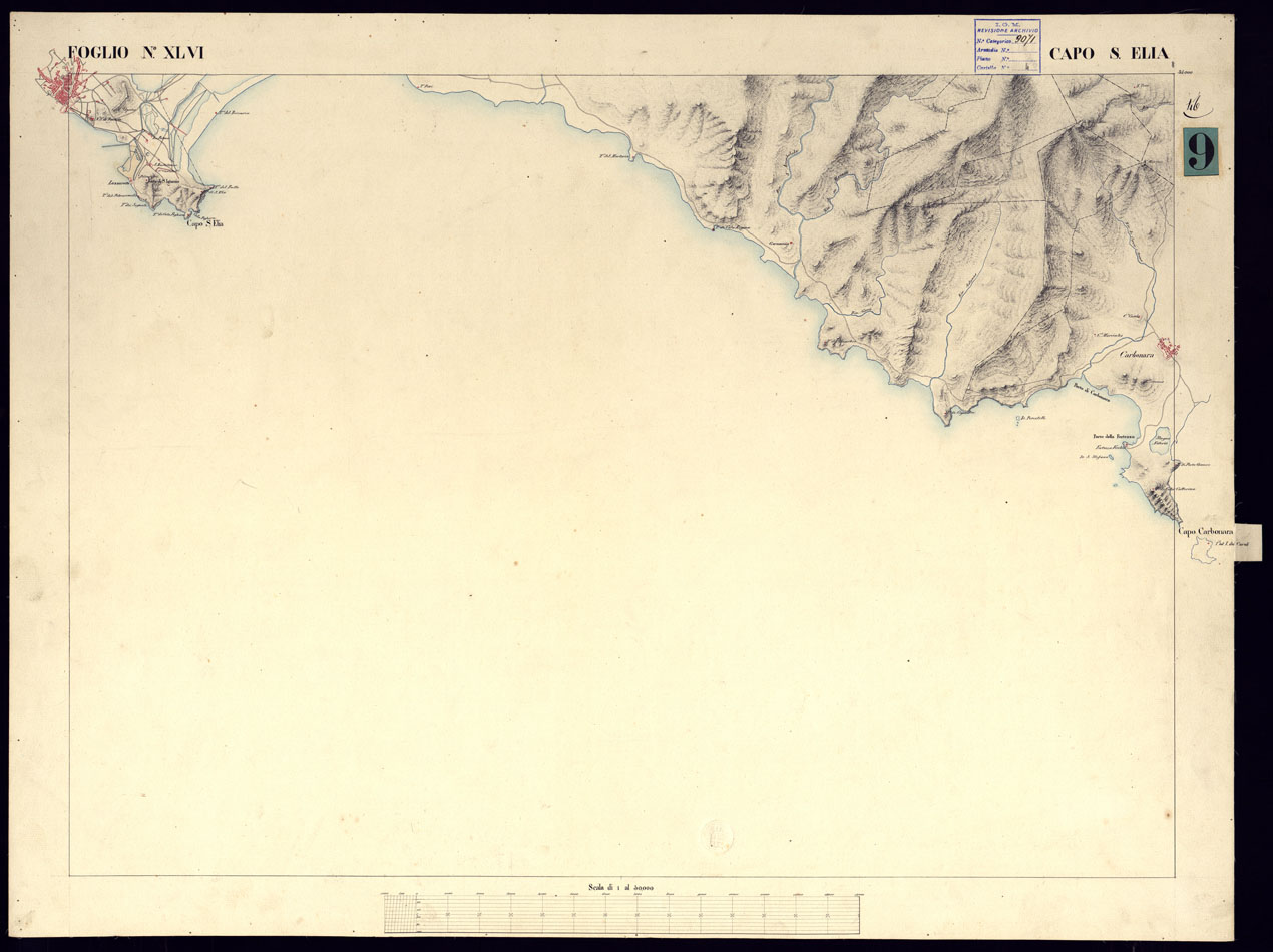 (N:5827) ATLANTE DELL'ISOLA DI SARDEGNA ALLA SCALA DI 1 AL 50.000 - FOGLIO XLVI CAPO S. ELIA. (CA000460) Carte e stampe antiche: riproduzione a colori su carta (formato A1)