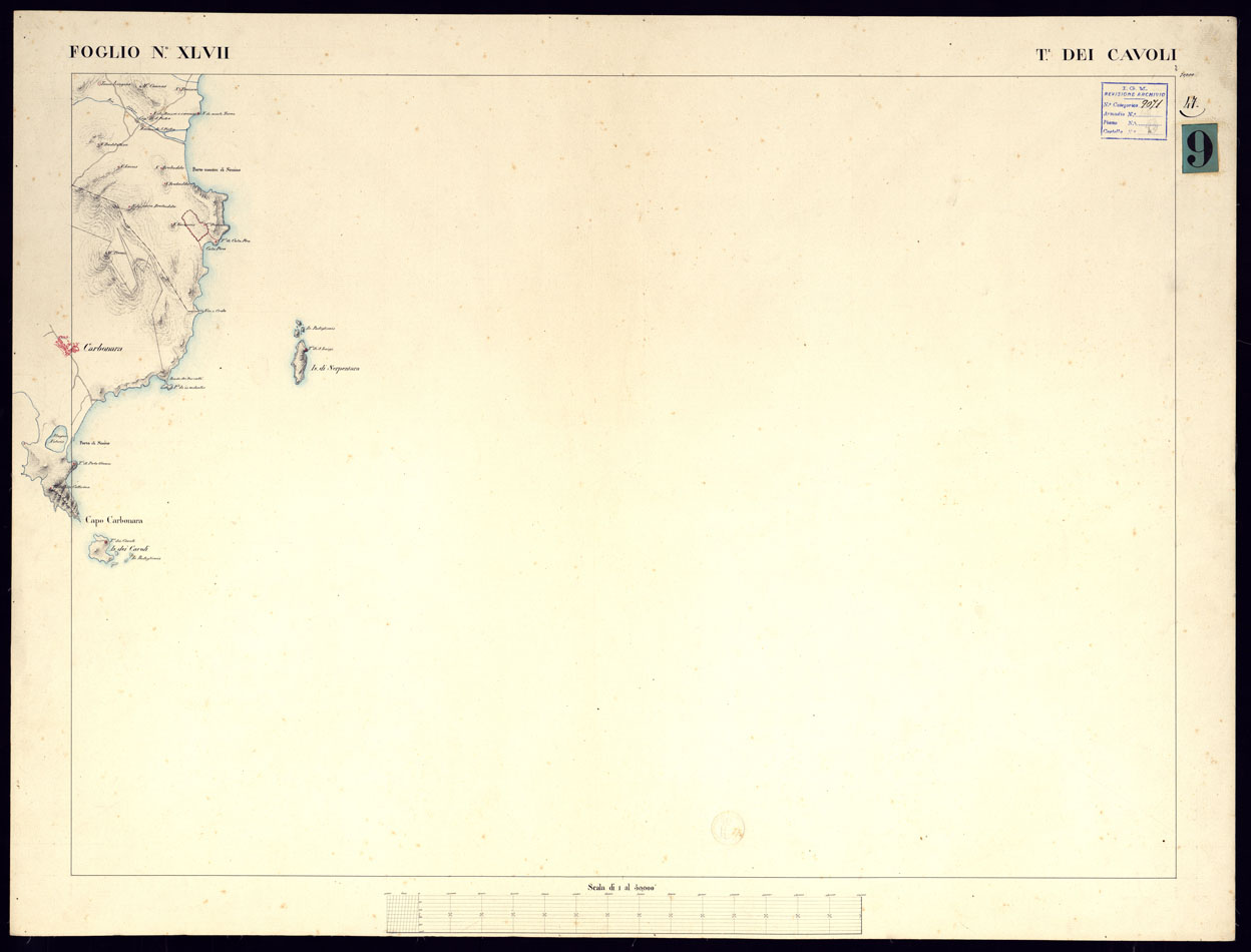 (N:5826) ATLANTE DELL'ISOLA DI SARDEGNA ALLA SCALA DI 1 AL 50.000 - FOGLIO XLVII TORRE DEI CAVOLI. (CA000461) Carte e stampe antiche: riproduzione a colori su carta (formato A1)