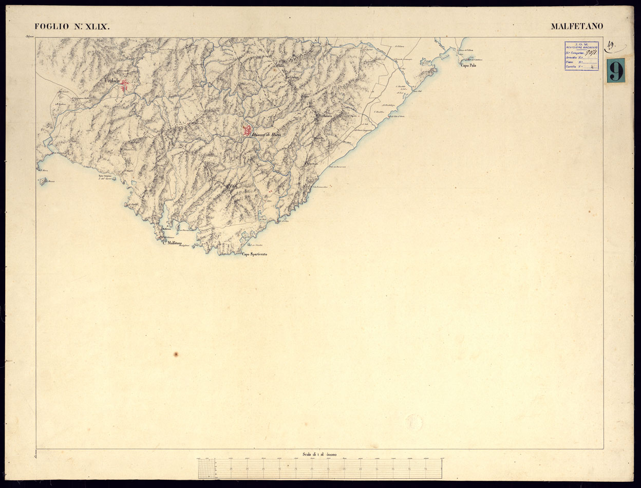 (N:5824) ATLANTE DELL'ISOLA DI SARDEGNA ALLA SCALA DI 1 AL 50.000 - FOGLIO XLIX MALFETANO. (CA000463) Carte e stampe antiche: riproduzione a colori su carta (formato A1)