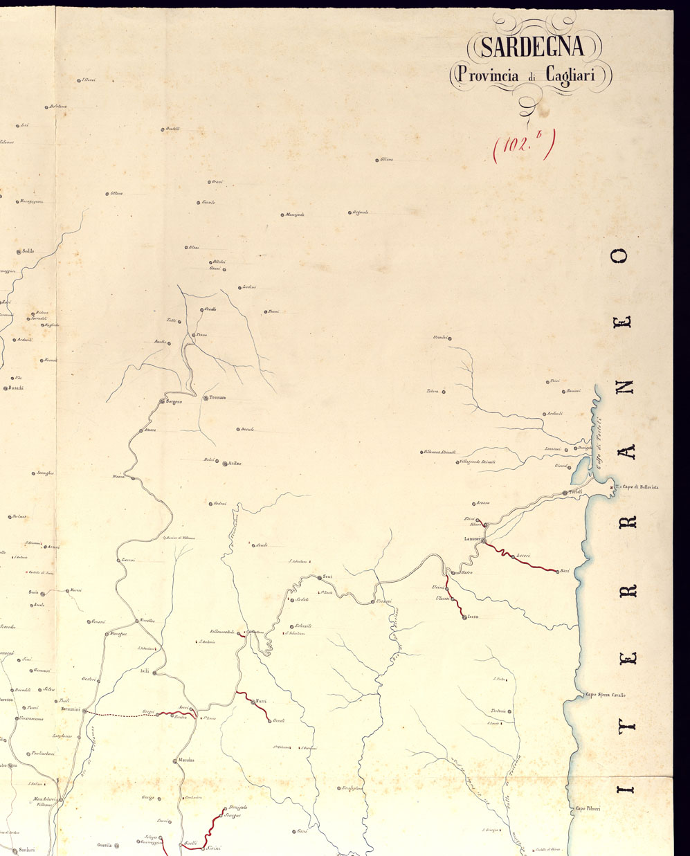 (N:5968) SARDEGNA PROVINCIA DI CAGLIARI. (CA000465, CA000466, CA000467, CA000468, CA000469) Carte e stampe antiche: riproduzione a colori su carta (formato A1)