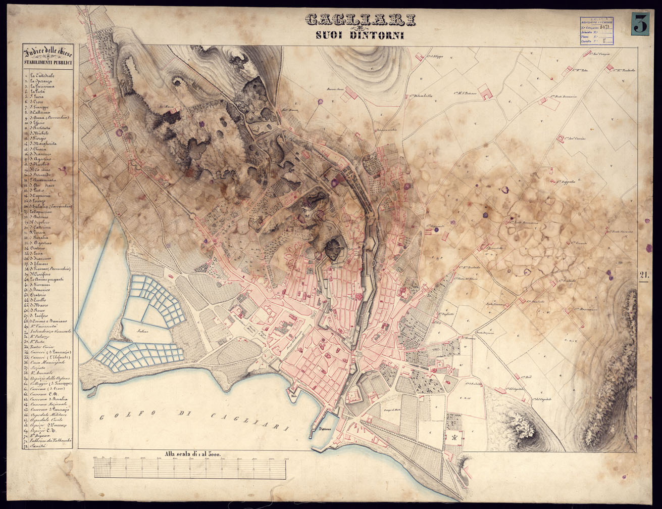 (N:5797) CAGLIARI E SUOI DINTORNI (CA000471) Carte e stampe antiche: riproduzione a colori su carta (formato A1)